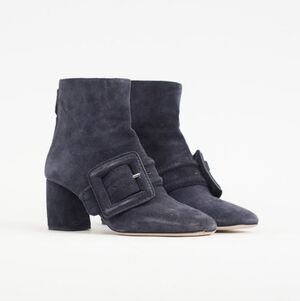 MIU MIU Blue Suede Buckle Boots 38